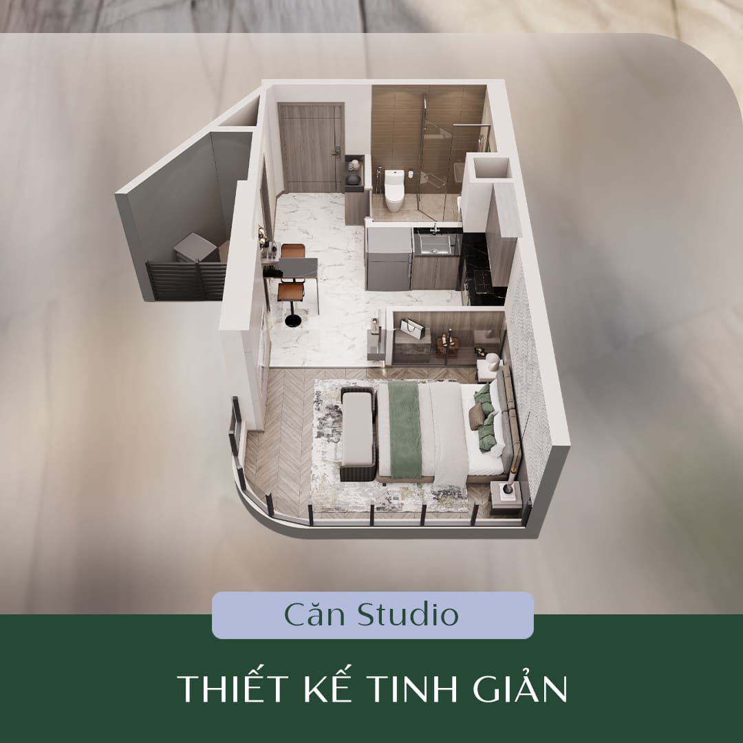 Layout thiết kế căn hộ Studio Phòng Ngủ tại dự án Lumière SpringBay.