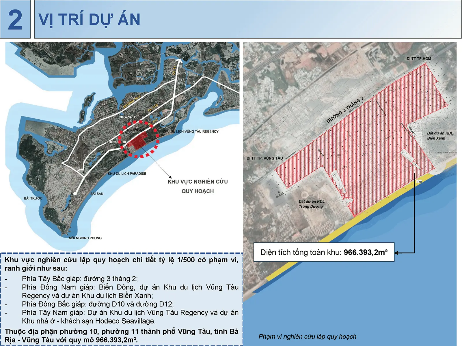Vị trí quy hoạch dự án Sun Group Vũng Tàu với diện tích 96,6 ha ở phường 10 và phường 11.