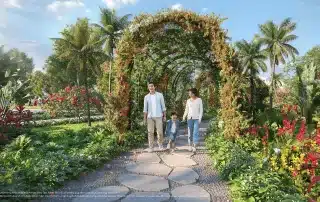 "Khu vườn xanh mát tại Vinhomes Green City, nơi cư dân tận hưởng cuộc sống sinh thái giữa lòng đô thị hiện đại."